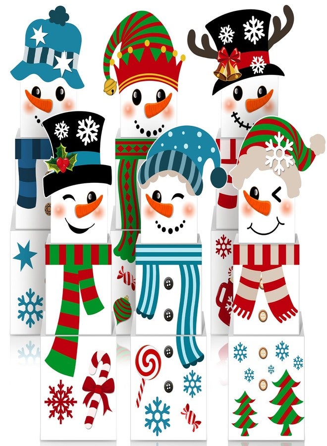 Lemosae 24 Pcs Christmas Snowman Gift Boxes, 6 Design Stackable Xmas Decorative Large Gift Box Cardboard Nesting Boxes Decorations Stacking Box for Christmas Wrapping Party Decor - Image 1
